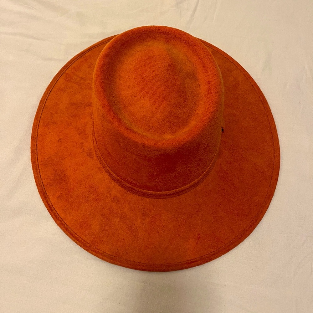 Burnt Orange Vegan Suede Wide Brim Bolero Hat
